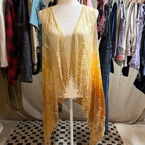 BKE Cream and Orange Lace Cape